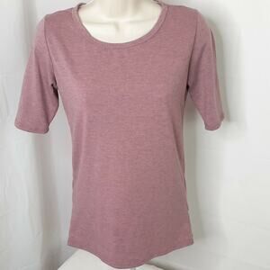LuLaRoe Simply Comfortable Top Womens XS Heathered Pink Short Sleeve Knit Casual